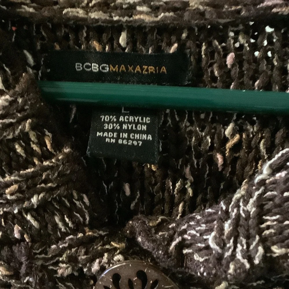BCBGMaxAzria Textured Brown‎ Cardigan, hoodie, fringe
